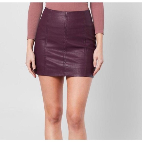 (Sold) Free People Modern Femme Vegan LeatherSkirt - Picture 7 of 12